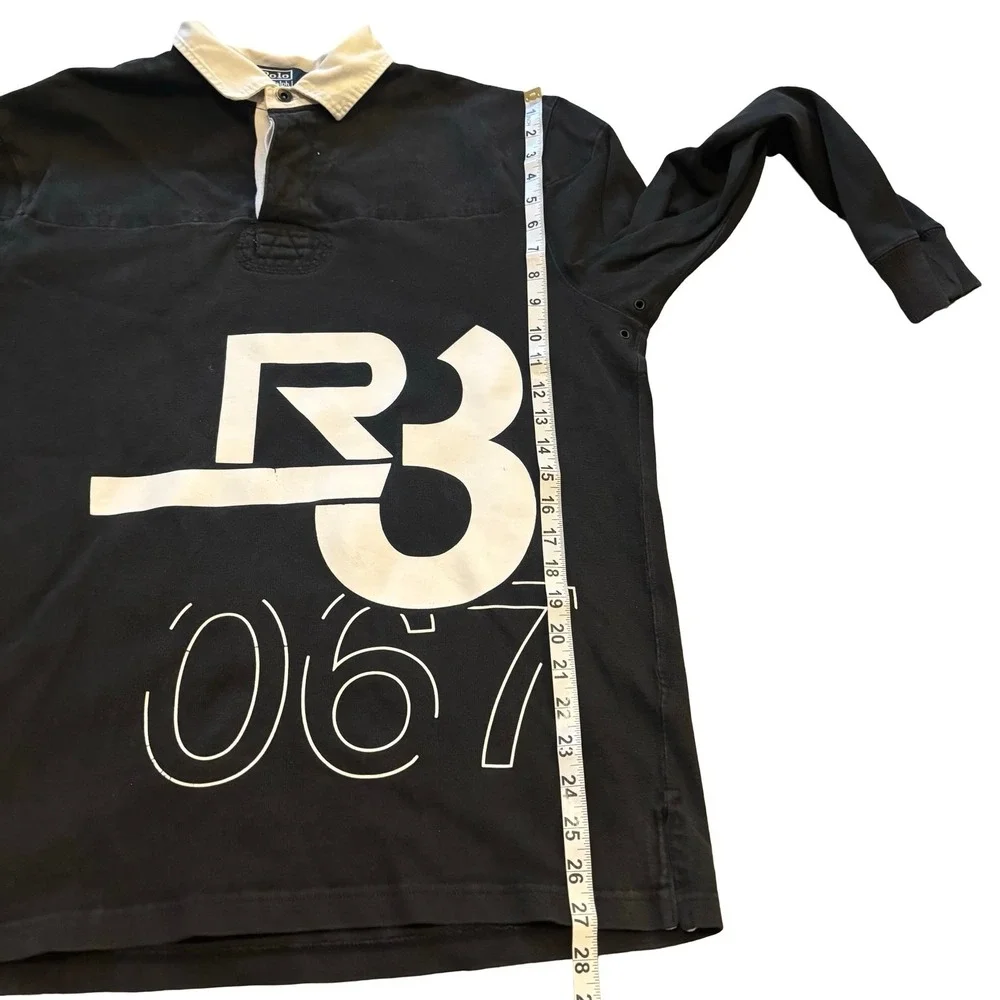 Polo Ralph Lauren Mens Custom Fit Graphic Rugby Shirt Black R3 067 Size L